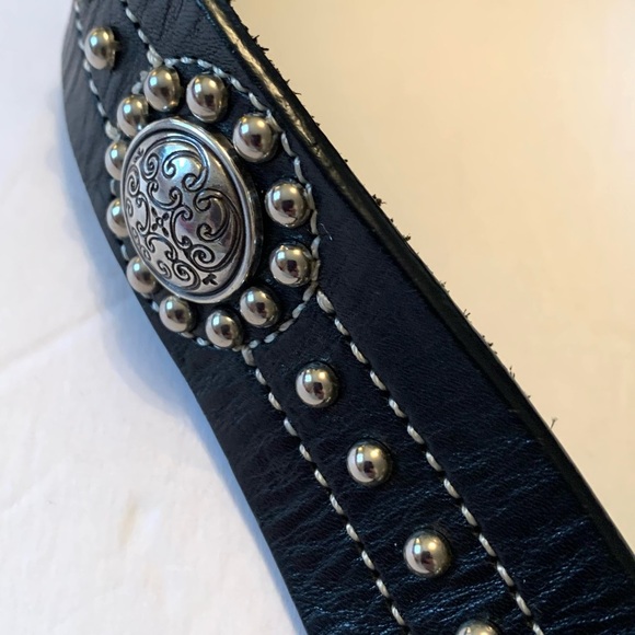 Brighton Black Leather Belt with Silver Conchos and Engraved Buckle main image 4